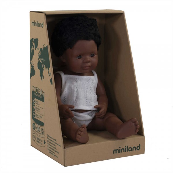 ΚΟΥΚΛΑ AFROAMERICAN BOY 38CM ΜΕ ΕΣΩΡΟΥΧΑ